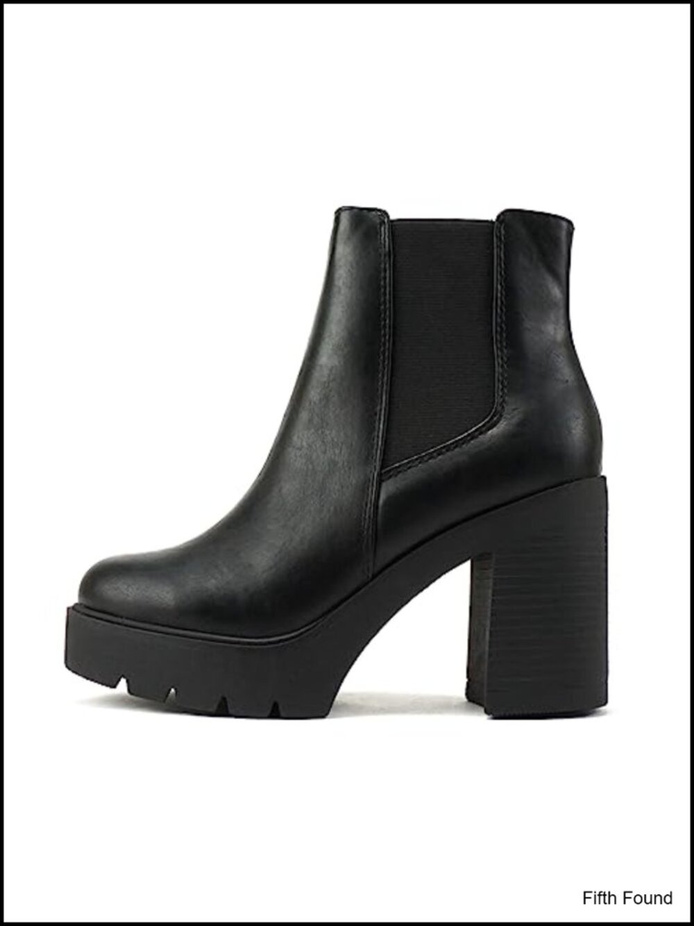 Women's Lug Sole Chelsea Ankle Boot High Heel Elastic Gore